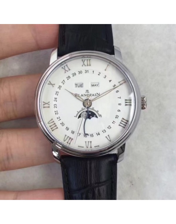 Blancpain Villeret 6654A-1127-55B BF Stainless Steel White Dial Swiss 6654