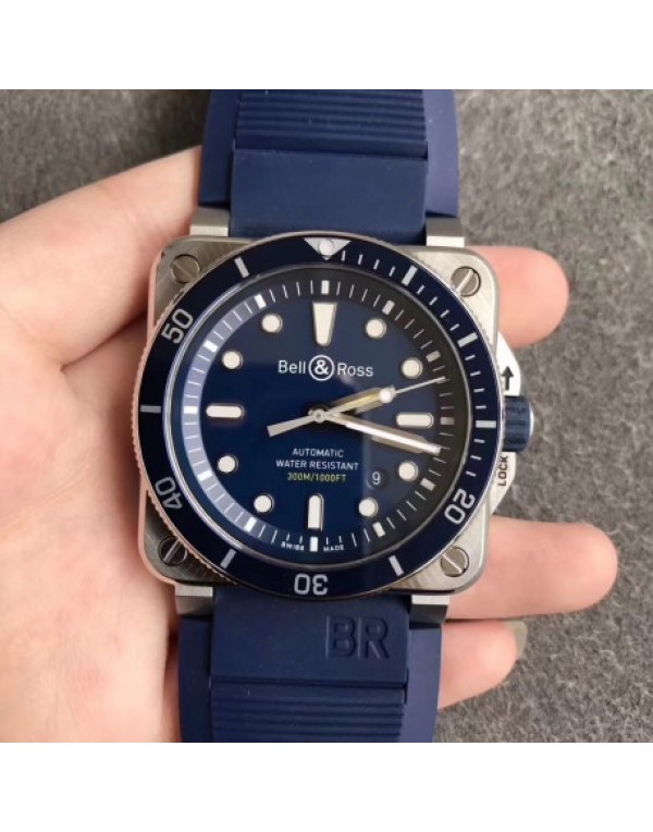 Replica Bell & Ross BR 03-92 Diver Noob Stainless Steel Blue Dial M9015