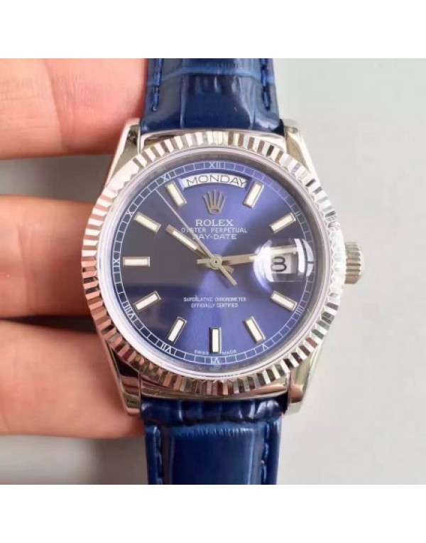 Replica Rolex Day-Date 118139 36MM V5 Stainless Steel Blue Dial Swiss 2836-2