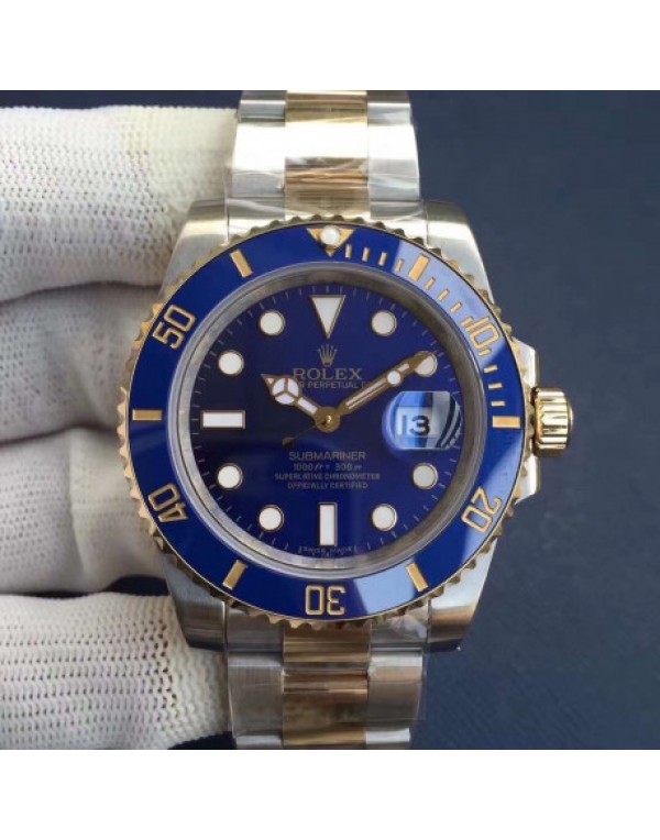 Replica Rolex Submariner Date 116613LB Noob V8 24K Yellow Gold Wrapped & Stainless Steel Blue Dial Swiss 3135