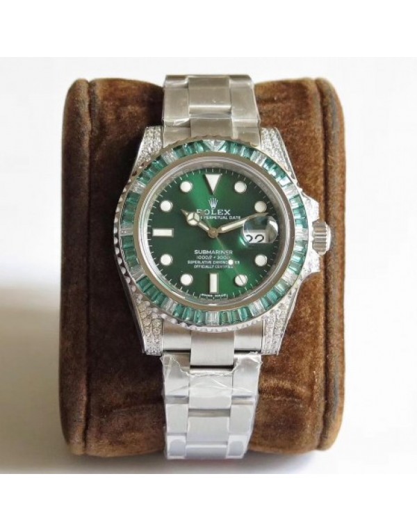 Replica Rolex Submariner Date 116610LV Noob V9 Stainless Steel 904L & Diamonds Green Dial Swiss 3135