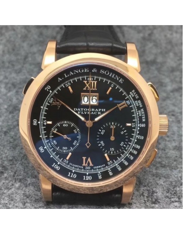 Replica A. Lange & Sohne Datograph Flyback BM Rose Gold Black Dial Swiss Lemania