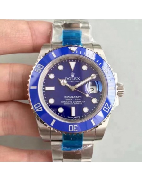 Replica Rolex Submariner Date 116619LB Noob V8 Stainless Steel Blue Dial Swiss 3135