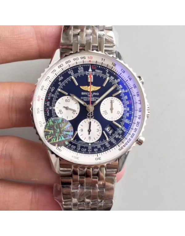 Replica Breitling Navitimer 01 AB012012/BB01/447A JF Stainless Steel Blue Dial Swiss 7750